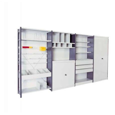 Shelving with galvanised or painted Actilone shelves